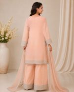 Girls Shefoon Embroidered Kurta Plazo Suit – Peach - Image 3