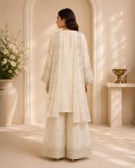 Shafoon Flapper Embroidered Bridal Suit with Dupatta & Matha Patti – Off White - Image 2
