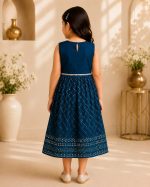 Girls Embroidered Party Wear Frock - Image 4