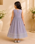 Girls Embroidered Party Wear Frock - Image 2