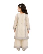 Girls Embroidered Kurta Plazo Suit – Ivory White - Image 2