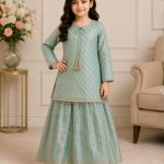 Girls Embroidered Kurta Sharara Suit