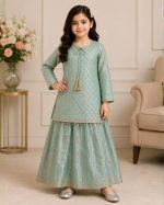 Girls Embroidered Kurta Sharara Suit