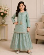 Girls Embroidered Kurta Sharara Suit