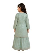 Girls Embroidered Kurta Sharara Suit - Image 2