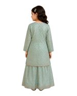 Girls Embroidered Kurta Sharara Suit - Image 2