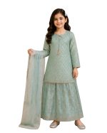 Girls Embroidered Kurta Sharara Suit - Image 3