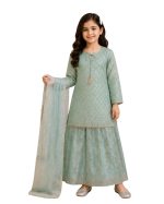 Girls Embroidered Kurta Sharara Suit - Image 3
