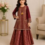 Girls Embroidered Kurta Sharara Suit