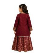Girls Embroidered Kurta Sharara Suit - Image 2