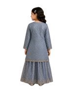 Girls Embroidered Kurta Sharara Suit - Image 5
