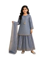 Girls Embroidered Kurta Sharara Suit - Image 6
