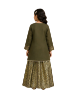 Girls Embroidered Kurta Sharara Suit - Image 5