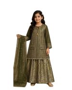 Girls Embroidered Kurta Sharara Suit - Image 6