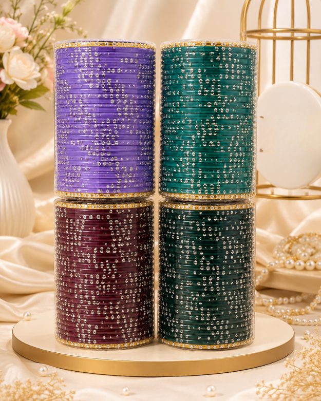 182 Premium Stone Fancy Bangles Set - Image 1