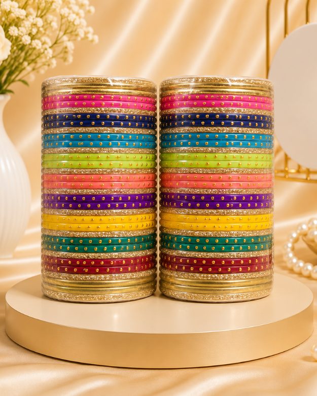 196 Colorful Fancy Bangles Set - Image 1