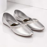 Metallic Silver Traditional Leatherette Khussa