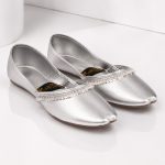 Metallic Silver Traditional Leatherette Khussa