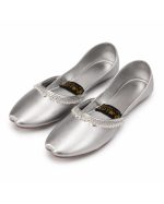Metallic Silver Traditional Leatherette Khussa - Image 2