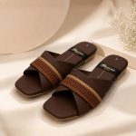 Ultra-Comfort Dark Brown Cross-Strap Slippers with Flexible Jelly Sole