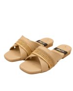 Elegant Nude Beige Cross-Strap Slippers with Flexible Jelly Sole - Image 2