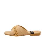 Elegant Nude Beige Cross-Strap Slippers with Flexible Jelly Sole - Image 3