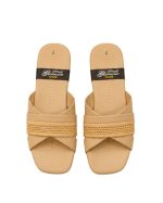 Elegant Nude Beige Cross-Strap Slippers with Flexible Jelly Sole - Image 4