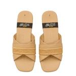 Elegant Nude Beige Cross-Strap Slippers with Flexible Jelly Sole