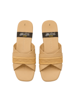 Elegant Nude Beige Cross-Strap Slippers with Flexible Jelly Sole