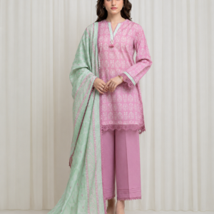 Nishat Unstitched 3 Piece Digital Printed Lawn Suit, Pink & Mint Green