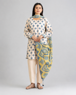 Nishat Unstitched 3 Piece Digital Printed Lawn Suit, Beige & Blue