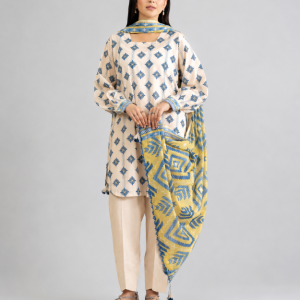 Nishat Unstitched 3 Piece Digital Printed Lawn Suit, Beige & Blue