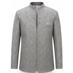 Premium Silver Grey Embroidered Prince Coat