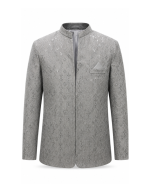 Premium Silver Grey Embroidered Prince Coat