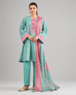 Mint Green Printed Lawn 3 Piece Unstitched Suit