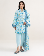 Nishat Unstitched 3 Piece Blue Floral Printed Lawn Suit for Women