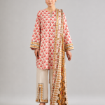 Nishat Unstitched 3 Piece Red Printed Lawn Suit for Women