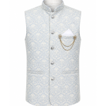 Men's Premium Sky Blue Jacquard Waistcoat