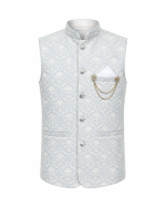 Men's Premium Sky Blue Jacquard Waistcoat