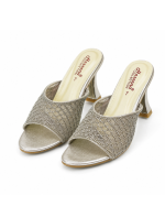 Rhinestone Block Heel Slides