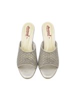 Rhinestone Block Heel Slides – Silver - Image 2