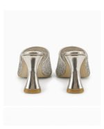 Rhinestone Block Heel Slides – Silver - Image 3