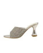Rhinestone Block Heel Slides – Silver - Image 4