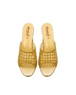 Golden Cutwork Block Heel Slides - Image 2