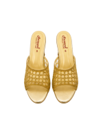Golden Cutwork Block Heel Slides - Image 2