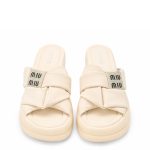 Cross Strap Comfort Slides – Beige