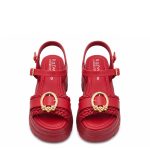 Braided Platform Sandals – Red