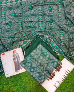 Khadi Unstitched Printed Lawn 3 Piece Suit – Green - Image 2