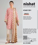 Nishat Unstitched 3 Piece Red Printed Lawn Suit for Women - Image 3