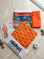 Orange Printed Lawn 3 Piece Unstitched Suit - Image 2